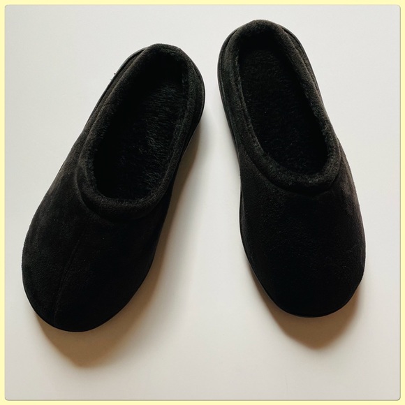 NWOT Ladies Black Plush Suede Clog Slippers HP - Picture 6 of 7
